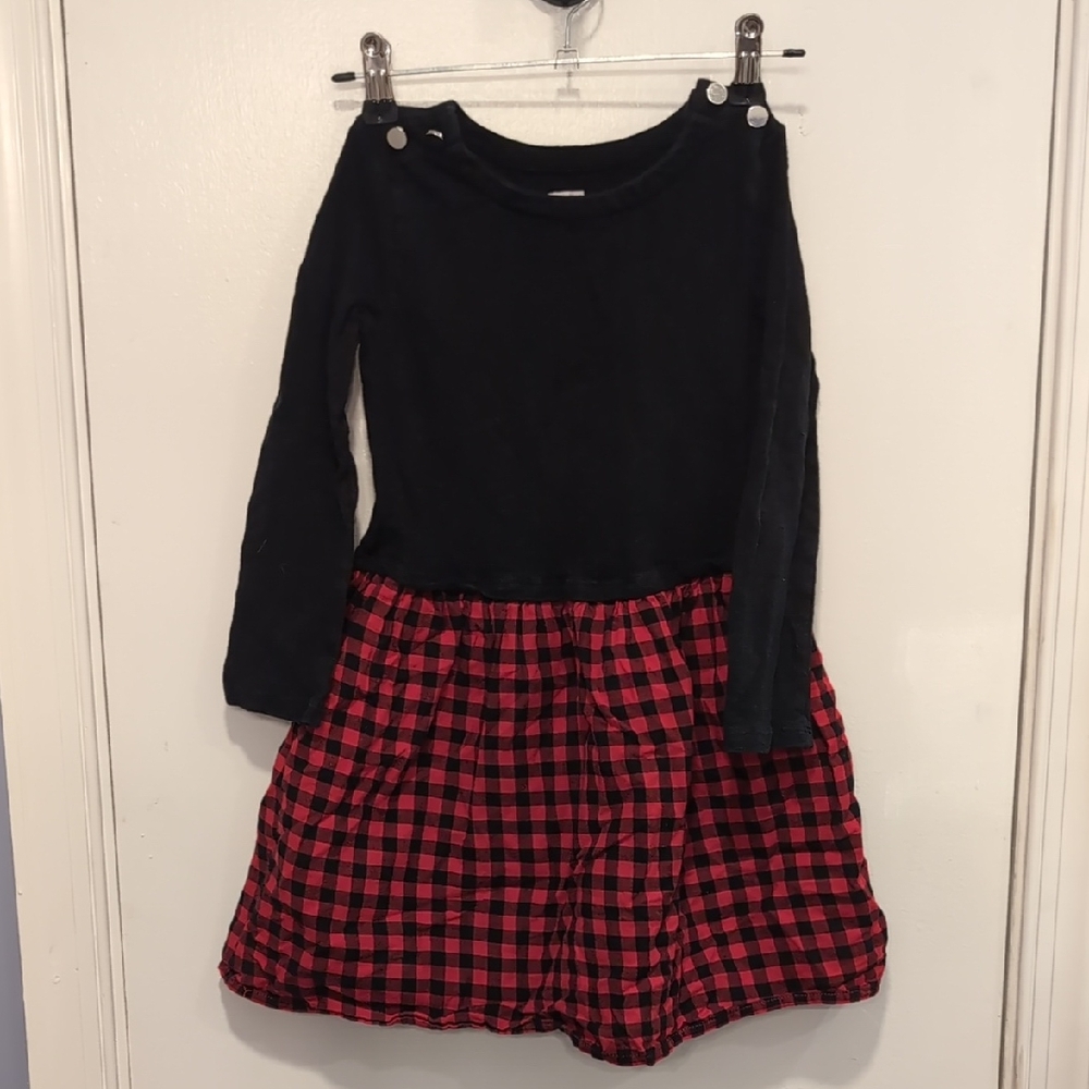 GAP Black and Red Plaid Kids Casual Dress
